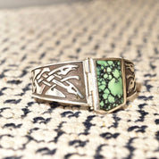 Vintage Celtic Sterling Silver Turquoise Panel Bracelet, Natural Bisbee Turquoise, 925 Jewelry, Celtic Jewelry, Celtic Panel Bracelet