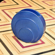 Vintage Art Deco Trenton Potteries Rare Blue Ceramic 'Circlet' Vase, Modernist Circle Disk Sculpture Vase, G. McStay Jackson, 8 1/2" H