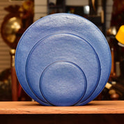 Vintage Art Deco Trenton Potteries Rare Blue Ceramic 'Circlet' Vase, Modernist Circle Disk Sculpture Vase, G. McStay Jackson, 8 1/2" H
