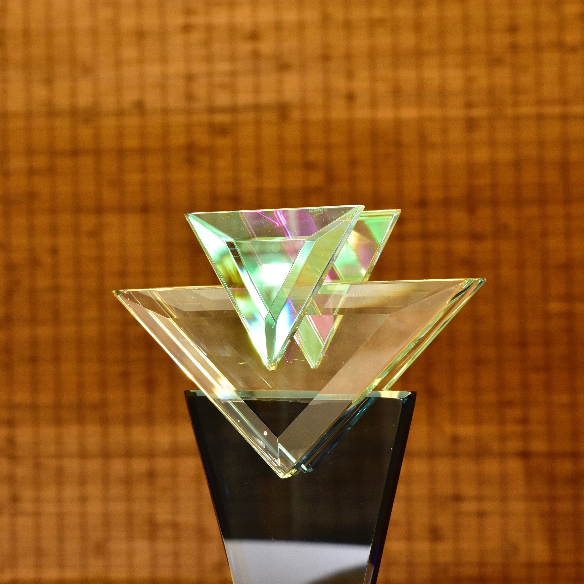 Vintage 1989 Signed American Studio Glass Sculpture, Stephen Jon Clements, Opulent Modernist Glass Tabletop Sculpture, 10 1/8" H