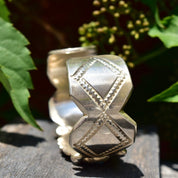 Vintage Sterling Silver Spider Web Turquoise Cuff Bracelet, Engraved Silver Cuff, Bright Blue Turquoise Stone, Southwestern Style, 5 1/2" L
