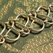 Modernist Sterling Silver Loopy Link Cuff Bracelet, Wide Articulated Silver Wire Toggle Bracelet, 7 3/4" L