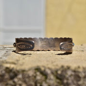 Vintage Signed  Sterling Silver Snake Turquoise Turquoise Cuff Bracelet, Chiseled Silver Cuff, R. Tom Sterling, Native American, 5 7/8