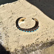 Vintage Signed  Sterling Silver Snake Turquoise Turquoise Cuff Bracelet, Chiseled Silver Cuff, R. Tom Sterling, Native American, 5 7/8