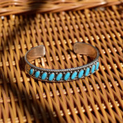 Vintage Bell Sterling Silver Turquoise Cuff Bracelet, Multi-Stone Turquoise Cuff, Hammered Silver Designs, Native American Jewelry, 5 7/8