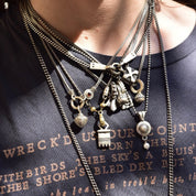 Lisa Jenks 90's Sterling Silver Pendant Necklaces, Curio Charm Chain Necklaces, Modernist Jewelry,