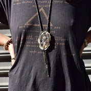 Vintage Sterling Silver Moss Agate Bolo Tie, Stand Sterling Bolo Tie, Moss Agate Cabochon, 20.75" L