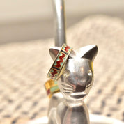 Vintage Gold Plated Sterling Silver Enamel Ring Set, Stackable Rings, Gold-Tone Enamel Band Ring, Size 6.5 US