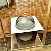 Vintage Space Age Dome Lid Acrylic Lucite Ice Bucket/Food Server, 3-Piece B&W Decorative Container, 1960's Collectible Barware, 11" H