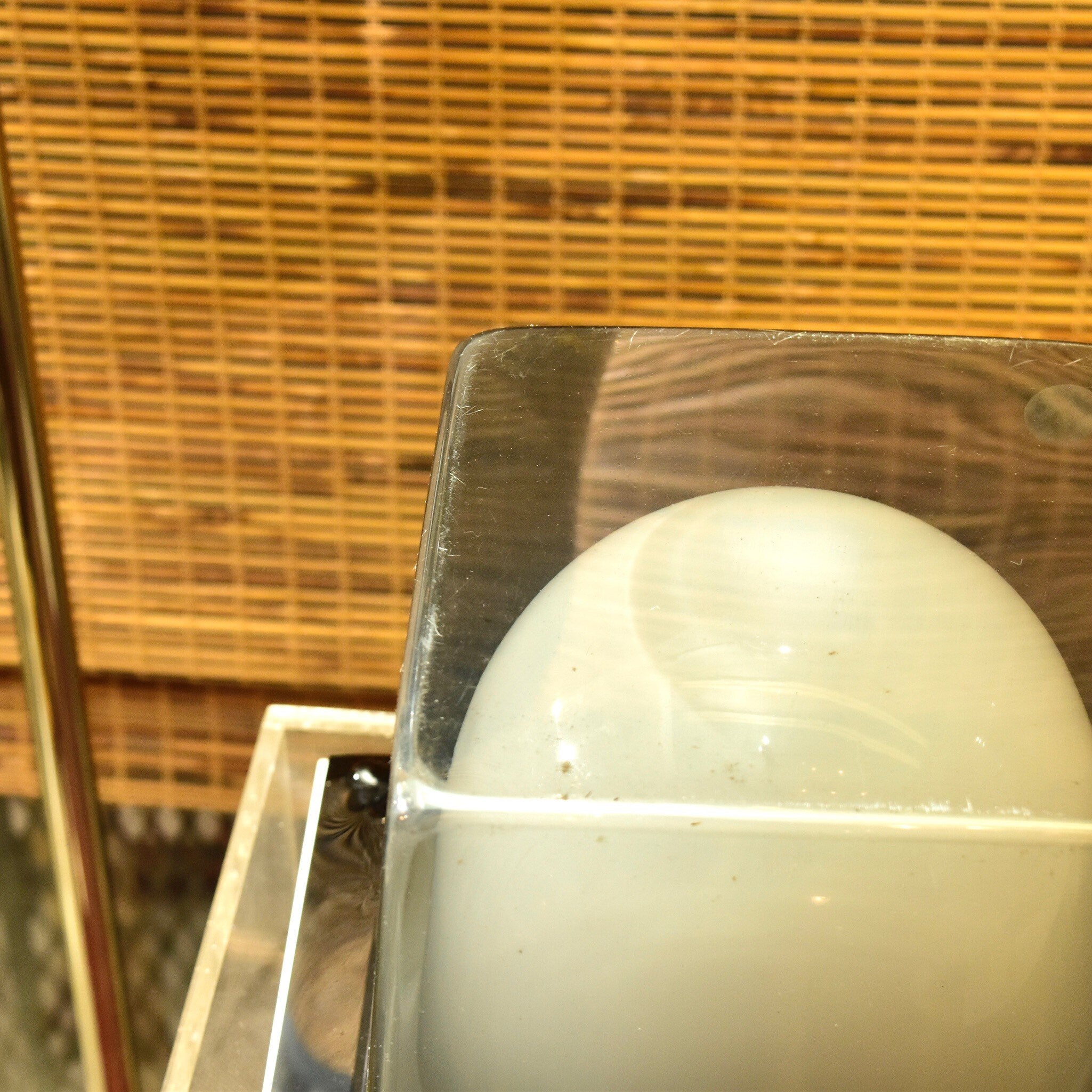 Vintage Space Age Dome Lid Acrylic Lucite Ice Bucket/Food Server, 3-Piece B&W Decorative Container, 1960's Collectible Barware, 11" H