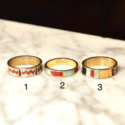 Vintage Gold Plated Sterling Silver Enamel Ring Set, Stackable Rings, Gold-Tone Enamel Band Ring, Size 6.5 US