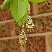 Vintage Turkish 14K Yellow Gold Filigree Chandelier Earrings, Ornate Diamond-Cut Teardrop Earrings, 585 Gold Lever Backs, 54mm
