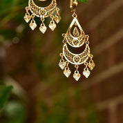 Vintage Turkish 14K Yellow Gold Filigree Chandelier Earrings, Ornate Diamond-Cut Teardrop Earrings, 585 Gold Lever Backs, 54mm