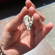 Vintage Gold-Toned White Enamel Rabbit Pendant with Ruby Eyes, Small Enamel Rabbit Charm, Cute Enamel Rabbit, White Rabbit Charm