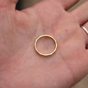 Minimalist 14K Band Ring, Bamboo Style Yellow Gold Stacking Ring, Hexagonal Gold Band, Size 6 US