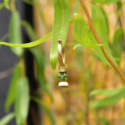 14K Railroad Lantern Charm, 3D Movable Green Lantern Charm, Faceted Glass Bead, Mid-Century, 12mm
