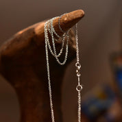 14K White Gold Sparkle Chain, 1mm Loose Rope Pendant Necklace, Dainty Gold Chain, Vintage Jewelry, 18 1/8" L