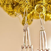 Vintage TAXCO Modernist Sterling Silver Chandelier Earrings, Mex TB-32 925, Articulated Dangle Earrings, 3 1/4"L