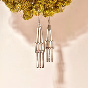 Vintage TAXCO Modernist Sterling Silver Chandelier Earrings, Mex TB-32 925, Articulated Dangle Earrings, 3 1/4"L