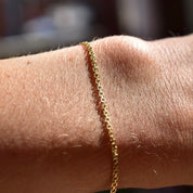 14K Gold Bismark Chain Bracelet, 2mm Flat Mesh Link Bracelet, Spring-Ring Clasp, Minimalist Jewelry, 7" L