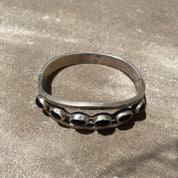 Vintage TAXCO Modernist Sterling Silver Onyx Cuff Bracelet, Closed Cuff With Black Gemstones, 925 Onyx Bracelet, Mexico 925 Jewelry, 7"