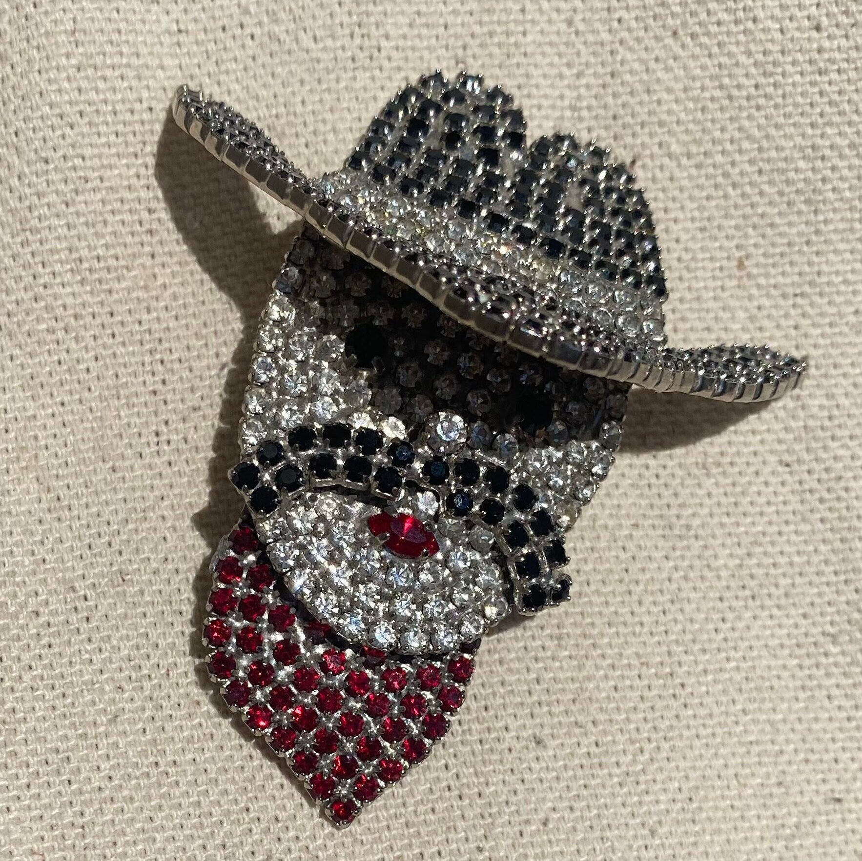 Vintage Silver Butler Wilson Western Cowboy Brooch, Unique Jeweled Cowboy Brooch, Cute Statement Accessory, Rhinestone Brooch, Gemstone Pin