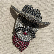 Vintage Silver Butler Wilson Western Cowboy Brooch, Unique Jeweled Cowboy Brooch, Cute Statement Accessory, Rhinestone Brooch, Gemstone Pin