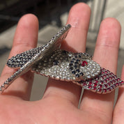 Vintage Silver Butler Wilson Western Cowboy Brooch, Unique Jeweled Cowboy Brooch, Cute Statement Accessory, Rhinestone Brooch, Gemstone Pin