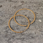Vintage Solid 14K Gold Hoop Earrings, Flat Round Huggie Hoops, 585 Yellow Gold, Modernist Gold Hoops, 1 7/8"
