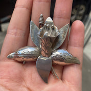 Vintage TAXCO Sterling Silver Lily Flower Brooch, Large Silver Flower Brooch, 925 Statement Accessory, Mexico 925 TC-84, 60mm