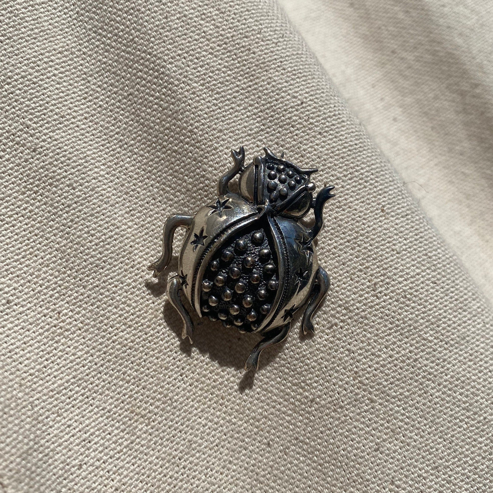 Vintage 925 Sterling Silver Lady Bug Brooch, Unique Silver Bug Brooch, Cute Statement Accessory, 925, Mexican Sterling, TAXCO 925