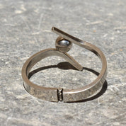 Vintage Modernist Sterling Silver Bypass Clamper Cuff Bracelet, Silver Ball Embellishment, Space Age, Mod Bracelet, 5 3/4" L