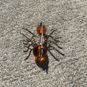 Vintage Sterling Silver Amber Insect Pin, Small Ant/Spider/Bug Brooch, Polished Amber Beads, Cute Jacket Pin, 925 Accessories, 28mm