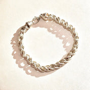 Chunky Italian Sterling Silver Link Choker Necklace, Puffed Singapore/Twisted Rope Chain, Modernist, Statement, 925 Italy, 17 1/2" L