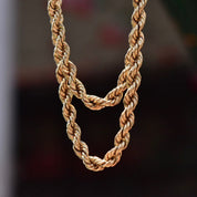 Vintage Solid 14K Yellow Gold Rope Chain Necklace, 4.25mm Spiral Rope Chain, Heavy Men's Gold Chain, Unisex 585 Jewelry, 23.5" L