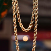 Vintage Solid 14K Yellow Gold Rope Chain Necklace, 4.25mm Spiral Rope Chain, Heavy Men's Gold Chain, Unisex 585 Jewelry, 23.5" L