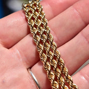 Vintage Solid 14K Yellow Gold Rope Chain Necklace, 4.25mm Spiral Rope Chain, Heavy Men's Gold Chain, Unisex 585 Jewelry, 23.5" L