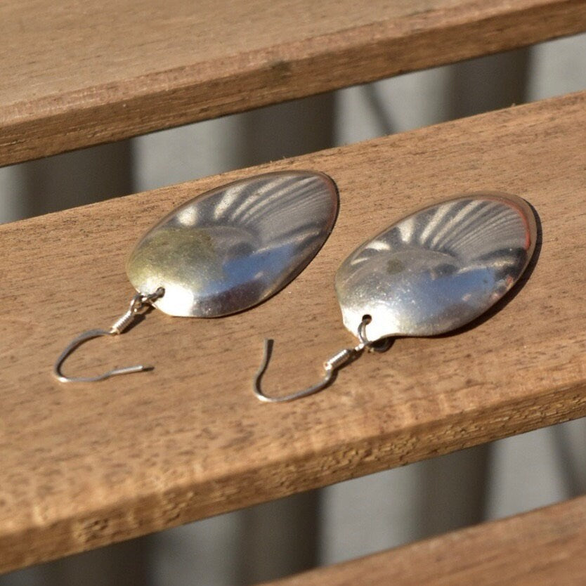 Vintage Sterling Silver Spoon Dangle Earrings, Spoon Earrings, Unique Earrings, 925 Earrings, 34mm