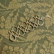Modernist Sterling Silver Loopy Link Cuff Bracelet, Wide Articulated Silver Wire Toggle Bracelet, 7 3/4" L