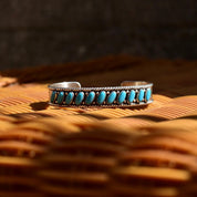 Vintage Bell Sterling Silver Turquoise Cuff Bracelet, Multi-Stone Turquoise Cuff, Hammered Silver Designs, Native American Jewelry, 5 7/8