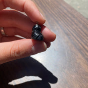 Vintage Carved Black Stone Buddha Charm with Silver Loop, Small Stone Buddha Charm, Cute Carved Buddha, Black Stone Buddha
