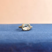 Antique Art Deco 14K White Gold Filigree Aquamarine Ring, Faceted Pale Blue Gemstone, Intricate Setting, March Birthstone, Size 6 1/2 US