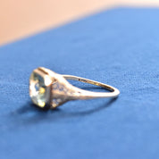 Antique Art Deco 14K White Gold Filigree Aquamarine Ring, Faceted Pale Blue Gemstone, Intricate Setting, March Birthstone, Size 6 1/2 US