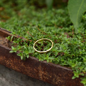 Minimalist 14K Band Ring, Bamboo Style Yellow Gold Stacking Ring, Hexagonal Gold Band, Size 6 US