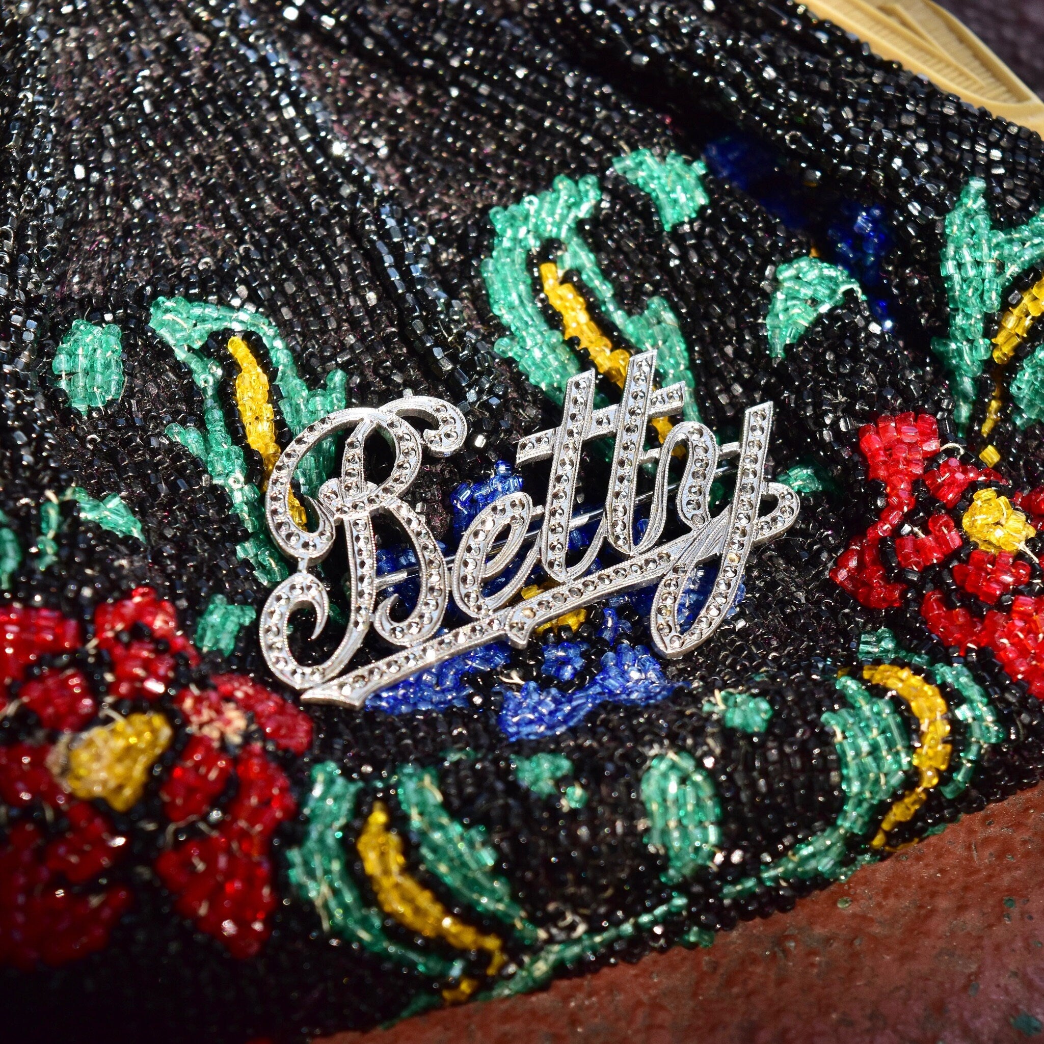 Sparkling Art Deco Sterling Silver 'Betty' Script Brooch Pin, Marcasite Encrusted Silver Brooch, Script Font Design, 2 1/2" W