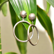 Mod Sterling Silver Stud Hoop Earrings, Go-Go Earrings, Vintage 925 Jewelry, 59mm