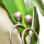 Mod Sterling Silver Stud Hoop Earrings, Go-Go Earrings, Vintage 925 Jewelry, 59mm