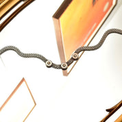 Victorian Style Two-Tone Silver Mesh Collar Necklace, Wide Ornate Link Chain W/ Gold Flower Medallions, Book Chain Necklace, 16" L