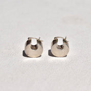Mini Chunky Sterling Silver Hoop Earrings, Small Unisex Earrings, Modernist Jewelry, Vintage 925 Hoops, 16mm
