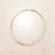 Minimalist 14K Yellow Gold Omega Collar Necklace, Women's Solid Gold Chain, Vintage Omega Link Chain, 16" L